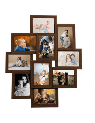 Cornice per Collage 10x(10x15 cm) Foto Marrone Scuro in MDF