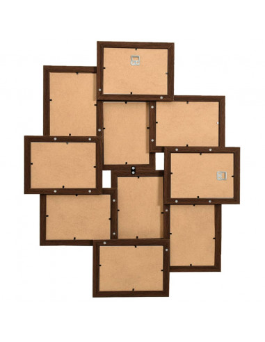 Cornice per Collage 10x(10x15 cm) Foto Marrone Scuro in MDF