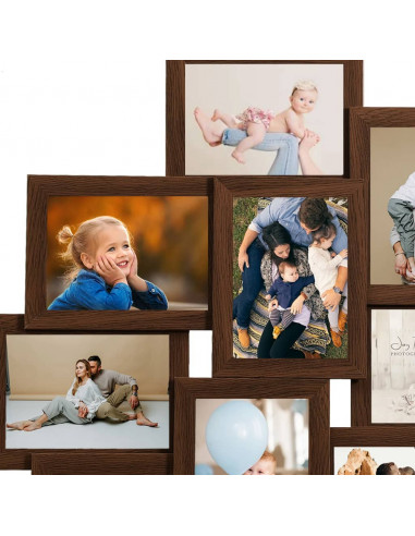 Cornice per Collage 10x(10x15 cm) Foto Marrone Scuro in MDF