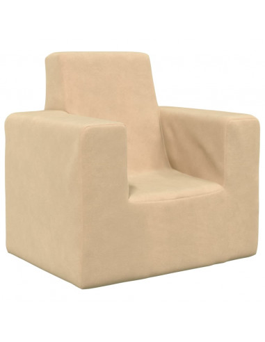 Divano per Bambini Crema in Morbido Peluche