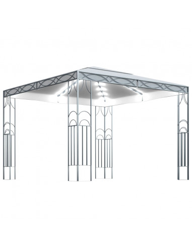 Gazebo con Stringa di Luci LED 300x300 cm Crema
