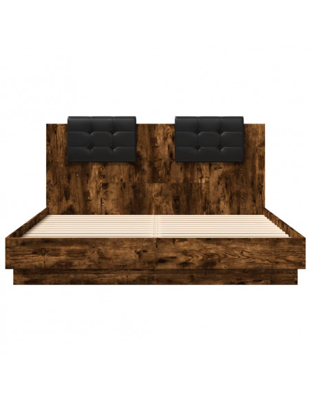 Giroletto con Testiera Rovere Fumo 150x200 cm Legno Multistrato