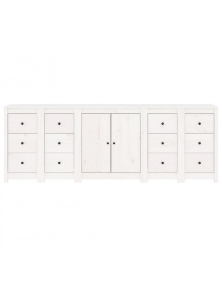 Credenza Bianca 230x35x80 cm in Legno Massello di Pino