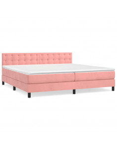 Giroletto a Molle con Materasso Rosa 200x200 cm in Velluto 2