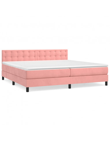 Giroletto a Molle con Materasso Rosa 200x200 cm in Velluto