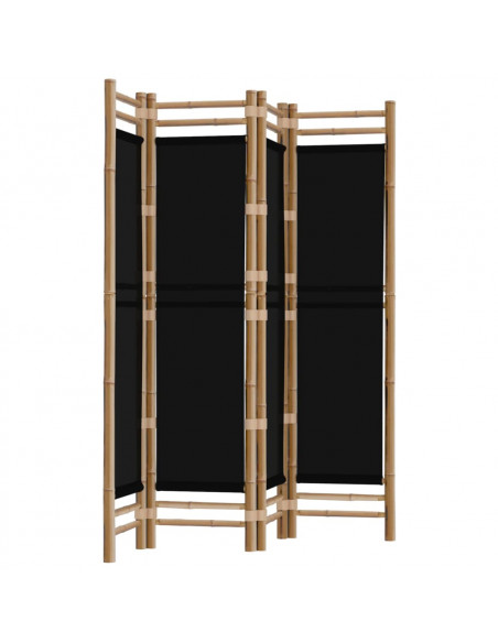 Divisorio Ambienti 4 Pannelli Pieghevole 160 cm Bambù e Tela