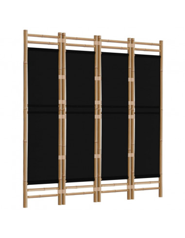 Divisorio Ambienti 4 Pannelli Pieghevole 160 cm Bambù e Tela