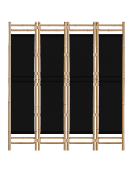 Divisorio Ambienti 4 Pannelli Pieghevole 160 cm Bambù e Tela