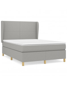 Giroletto a Molle con Materasso Grigio Chiaro 140x190cm Tessuto 2