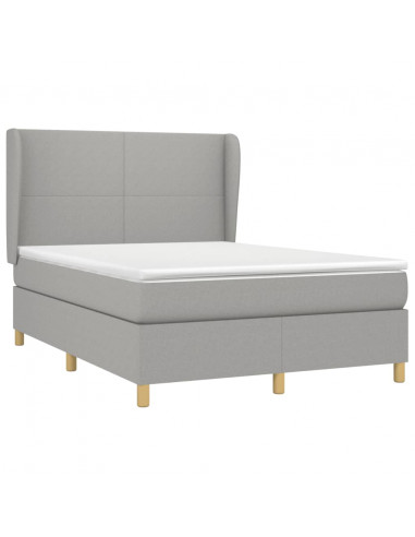 Giroletto a Molle con Materasso Grigio Chiaro 140x190cm Tessuto