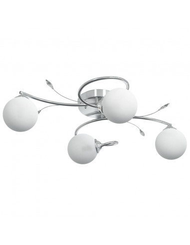 Lampada Soffitto con Paralumi Tondi in Vetro per 4 Luci LED G9