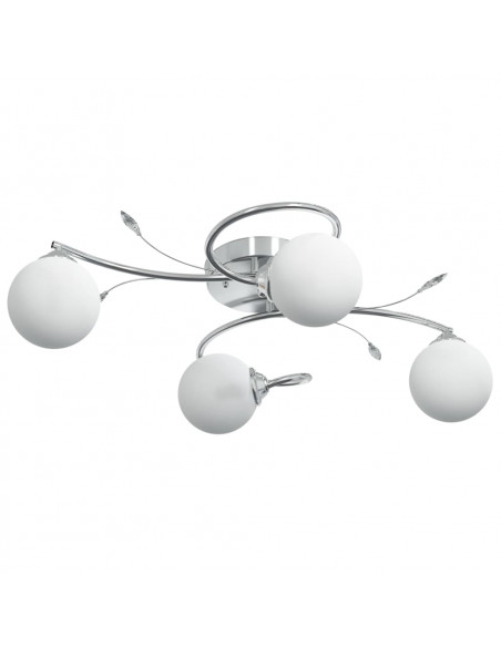 Lampada Soffitto con Paralumi Tondi in Vetro per 4 Luci LED G9