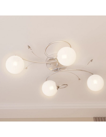 Lampada Soffitto con Paralumi Tondi in Vetro per 4 Luci LED G9