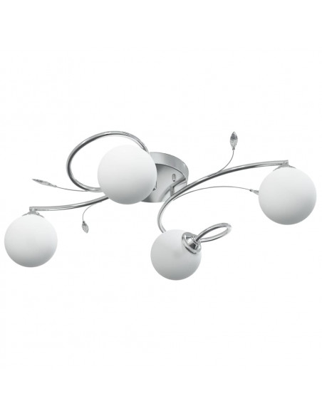 Lampada Soffitto con Paralumi Tondi in Vetro per 4 Luci LED G9