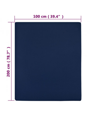Lenzuola con Angoli Jersey 2pz Blu Marino 100x200 cm Cotone