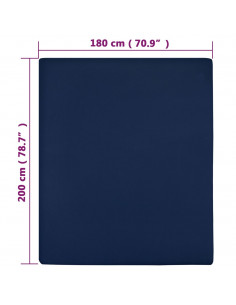 Lenzuola con Angoli Jersey 2pz Blu Marino 180x200 cm Cotone