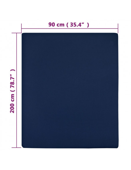 Lenzuola con Angoli Jersey 2pz Blu Marino 90x200 cm Cotone