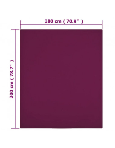 Lenzuola con Angoli Jersey 2pz Bordò 180x200 cm Cotone