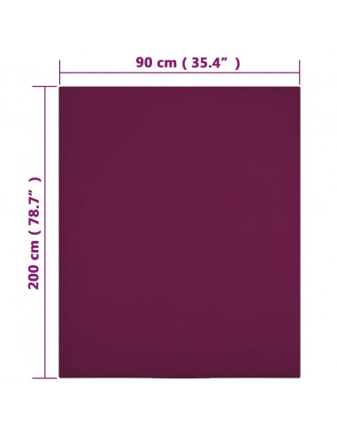 Lenzuola con Angoli Jersey 2pz Bordò 90x200 cm Cotone