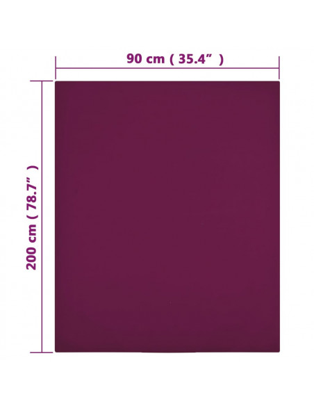Lenzuola con Angoli Jersey 2pz Bordò 90x200 cm Cotone