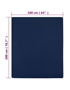 Lenzuolo con Angoli Jersey Blu Marino 160x200 cm Cotone
