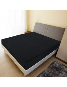Lenzuolo con Angoli Jersey Nero 160x200 cm Cotone