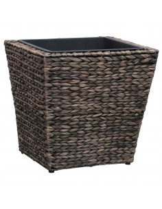 Letti Rialzati da Giardino 3 pz in Giacinto Intrecciato Marrone