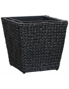 Letti Rialzati da Giardino 3 pz in Giacinto Intrecciato Nero