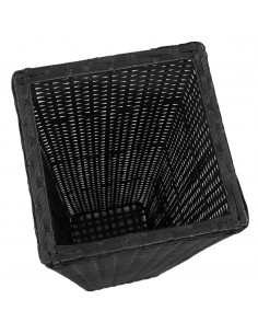 Letti Rialzati da Giardino 3 pz in Polyrattan Nero
