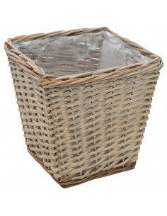 Letti Rialzati da Giardino 3 pz in Vimini e Rivestimento in PE