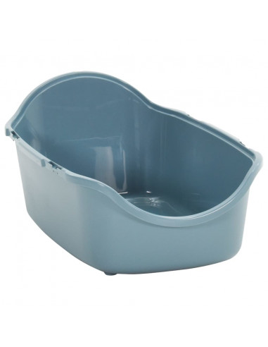 Lettiera per Gatti con Copertura Bianco e Blu 56x40x40 cm in PP