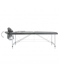 Lettino da Massaggio 2 Zone Telaio Alluminio Antracite 186x68cm