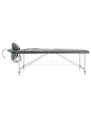Lettino da Massaggio 2 Zone Telaio Alluminio Antracite 186x68cm