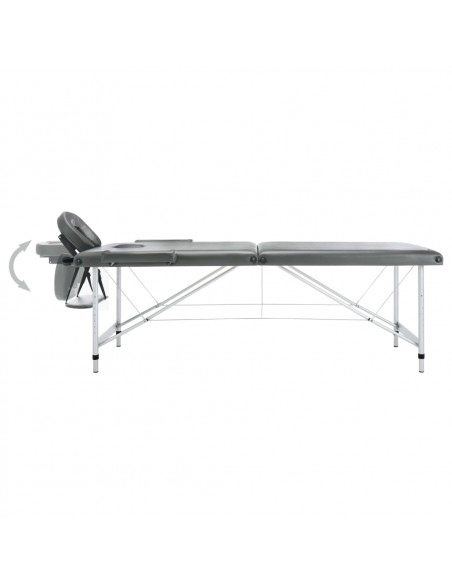 Lettino da Massaggio 2 Zone Telaio Alluminio Antracite 186x68cm