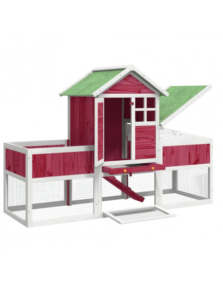 Conigliera Rossa 170x63x113 cm in Legno Massello di Pino