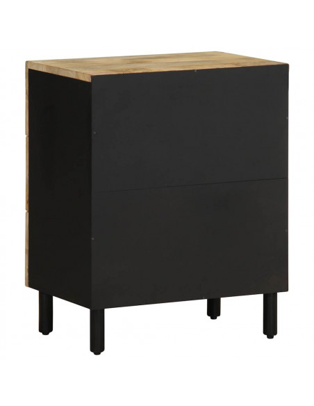 Comodino Nero 50x33x62 cm in Legno Massello di Mango Grezzo