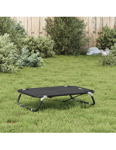 Lettino per Cani Pieghevole Tessuto Oxford Antracite e Acciaio