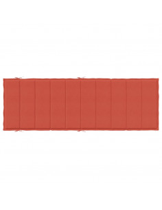 Lettino Prendisole con Cuscino Rosso Mélange 186x58x3cm Tessuto