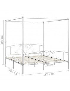 Letto a Baldacchino Bianco in Metallo 180x200 cm