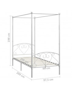 Letto a Baldacchino Bianco in Metallo 90x200 cm