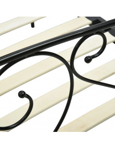 Letto a Baldacchino Nero in Metallo 140x200 cm