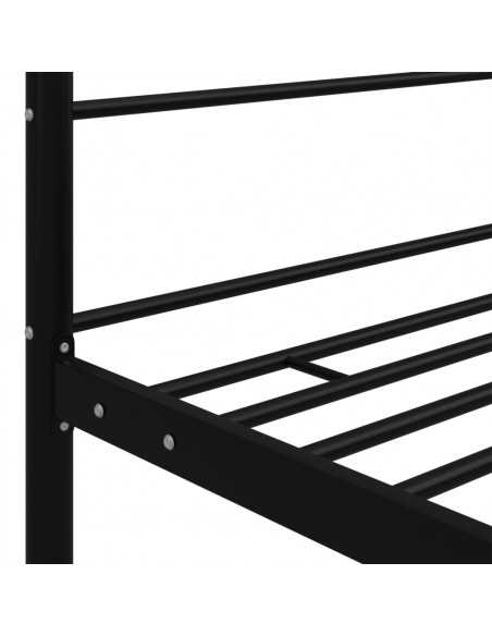 Letto a Baldacchino Nero in Metallo 200x200 cm