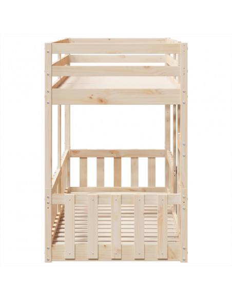 Letto a Castello 75x190 cm in Legno Massello di Pino