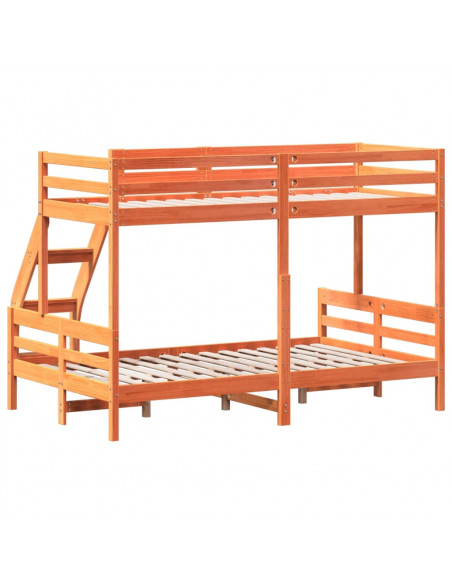 Letto a Castello 80x200/120x200 cm Marrone Cera Massello Pino