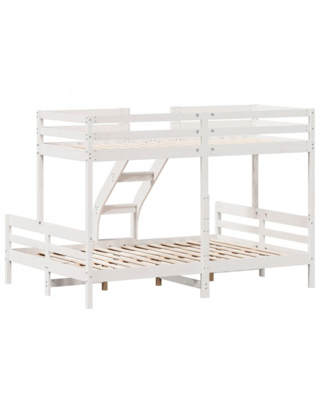 Letto a Castello 80x200/140x200cm Bianco Legno Massello di Pino