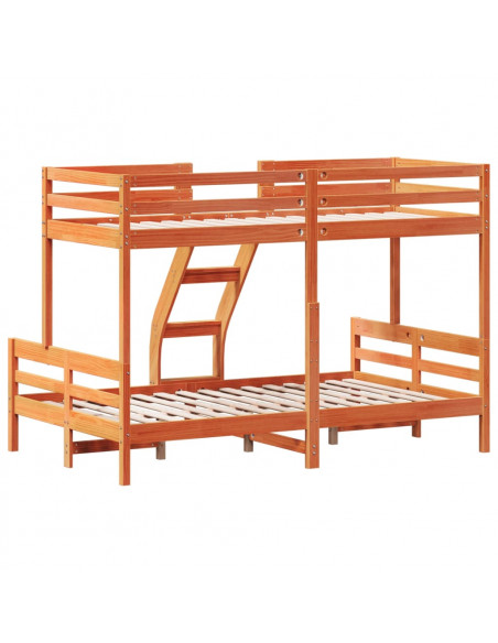 Letto a Castello 90x200/120x200 cm Marrone Cera Massello Pino