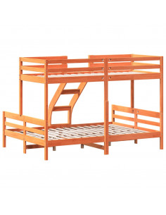 Letto a Castello 90x200/140x200 cm Marrone Cera Massello Pino