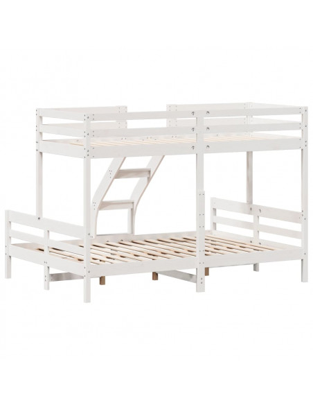 Letto a Castello 90x200/140x200cm Bianco Legno Massello di Pino