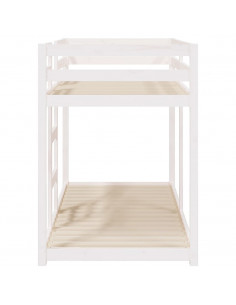 Letto a Castello Bianco 75x190 cm in Legno Massello di Pino