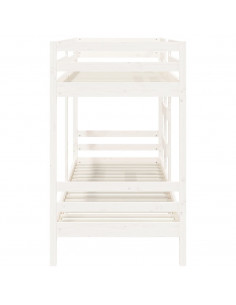 Letto a Castello Bianco 80x200 cm in Legno Massello di Pino